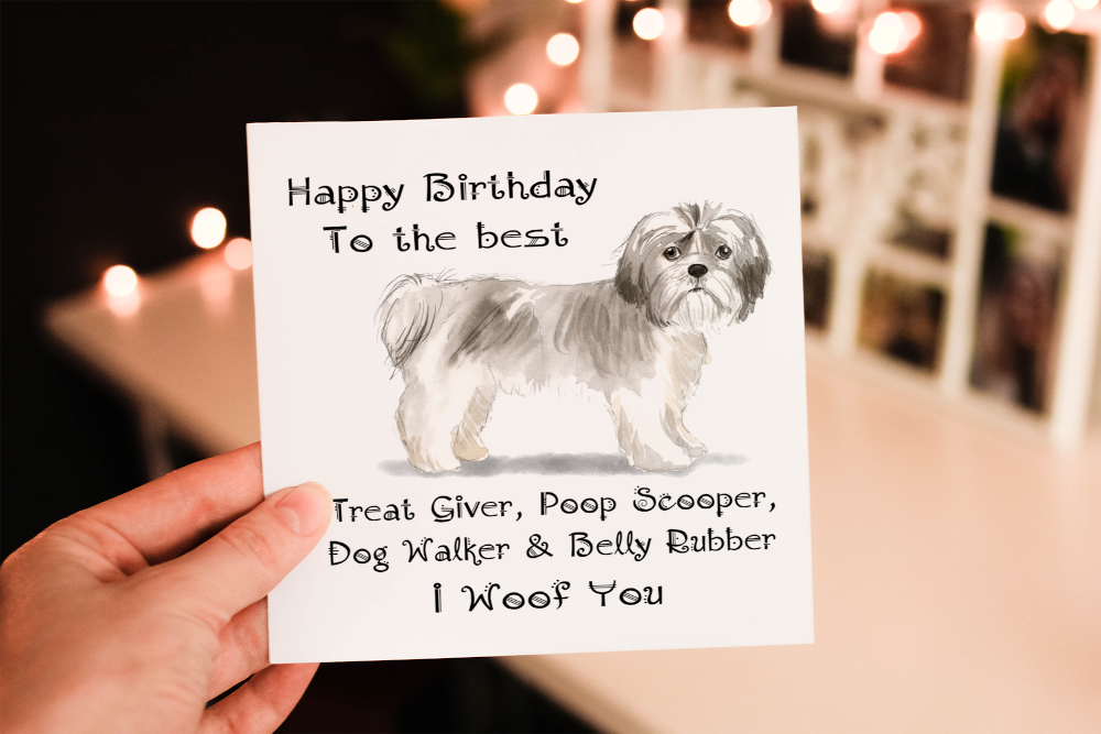 Shih Tzu Dog Birthday Card, Dog Birthday Card